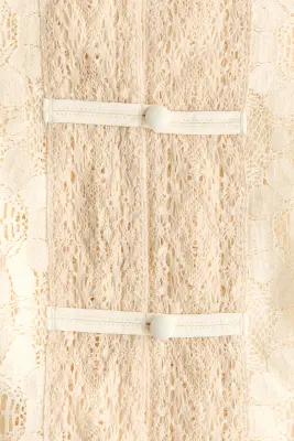 Blouse en dentelle avec boutons noués - Beige clair — photo 5