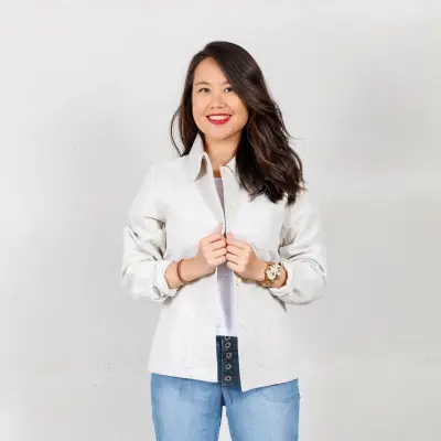 Veste de travail en croisé coton bio 1G/4F - Ecru — photo 1