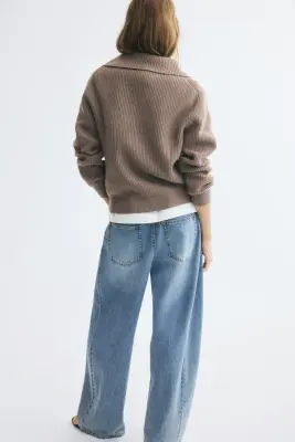 Pull à col zippé - Taupe — photo 3