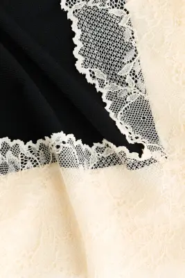 Jupe avec dentelle - Noir/crème — photo 4