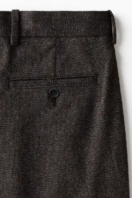 Pantalon Loose Fit en laine mélangée - Marron foncé — photo 5