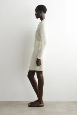 CARDIGAN EN MAILLE DE COTON TEXTURÉE - BLANC — photo 2