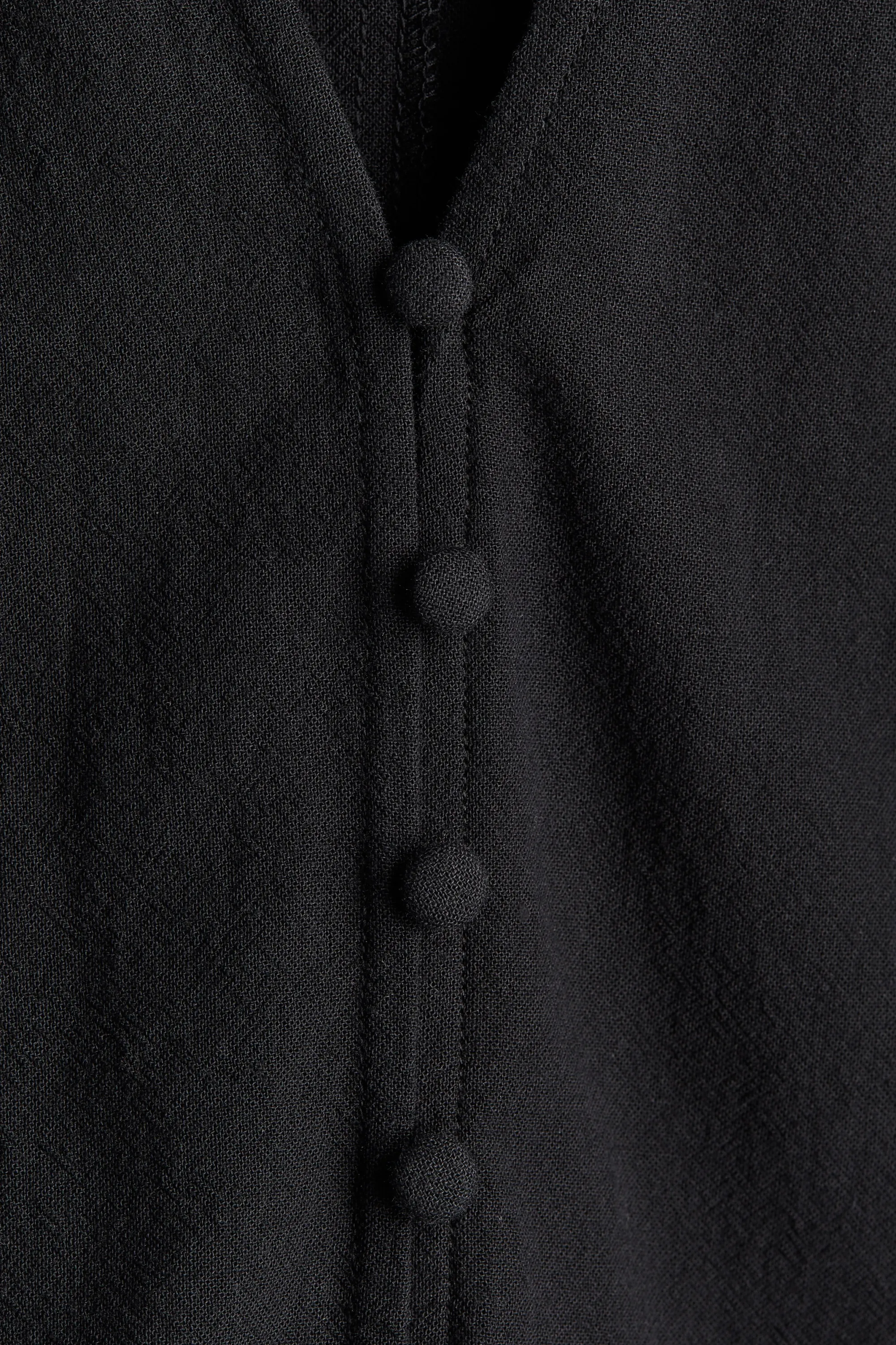 Robe en coton avec ceinture à nouer - Noir
