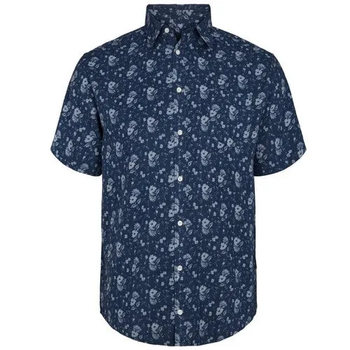 ALL SIZE GRANDE LONGUEUR CHEMISE FLEURS Marine