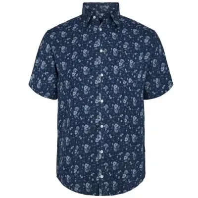 ALL SIZE GRANDE LONGUEUR CHEMISE FLEURS Marine — photo 1