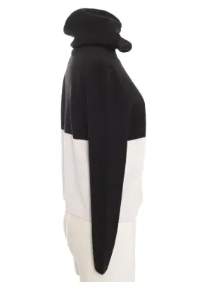 Pull à capuche en laine bi-color noir et blanc Prix boutique 700€ Taille S — photo 3
