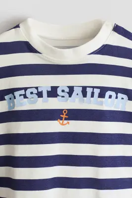 Lot de 5 T-shirts en coton - Bleu foncé/nounours — photo 3