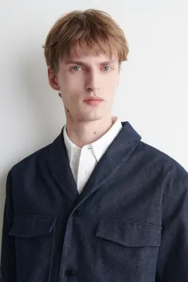 SURCHEMISE EN DENIM À COL CHÂLE - BLEU ENCRE — photo 3