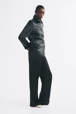 Pantalon large en satin - Noir — photo 2
