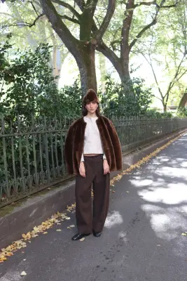 CAWLEY – LEATHER BACK STRAIGHT HAIR SHEEPSKIN MILA COAT – WALNUT — photo 3