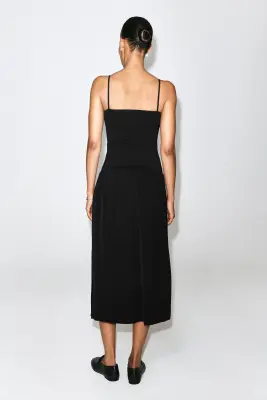 ROBE MIDI CONTRASTÉE - NOIR — photo 3