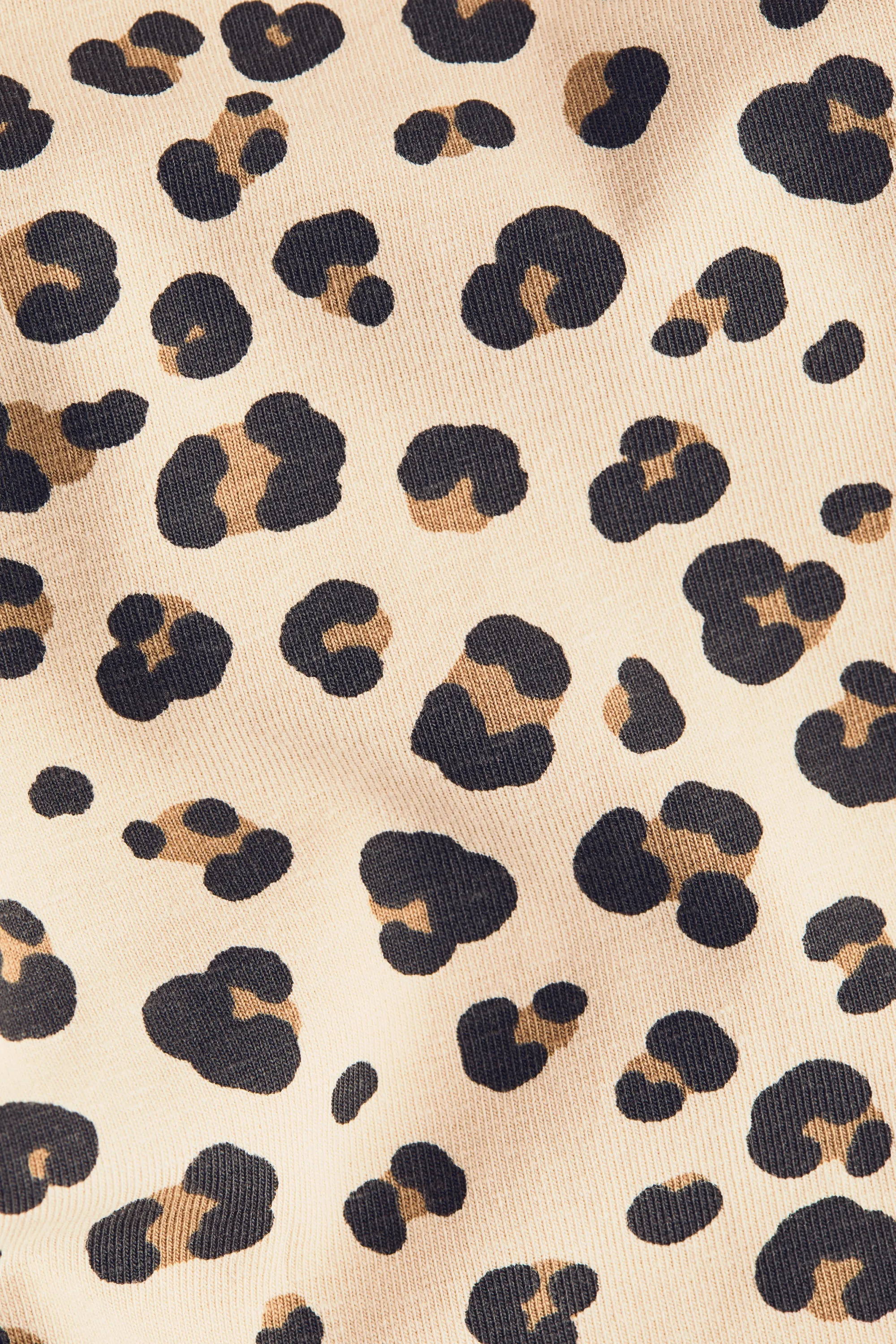 Legging en coton - Beige clair/imprimé léopard