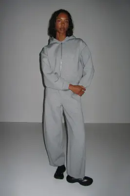 Veste de sport zippée en scuba avec capuche - Gris clair — photo 2