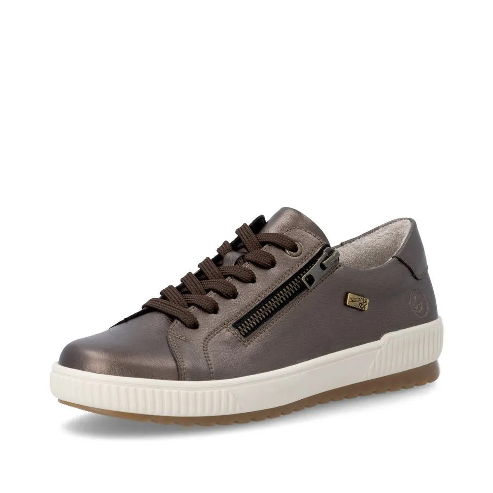 Baskets Remonte D0700-90 Taupe Métallisé - Cuir Imperméable RemonteTEX Grande Pointure Femme