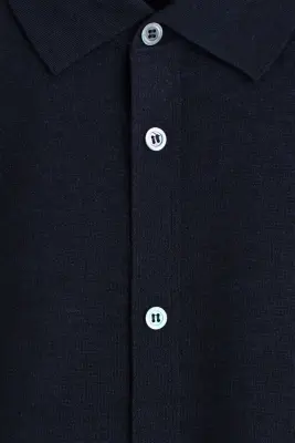 CHEMISE EN MAILLE DE LAINE MÉRINOS - BLEU MARINE CHINÉ — photo 3