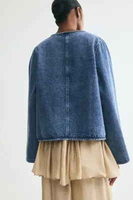 Veste en denim avec boutons noués - Bleu denim — photo 3