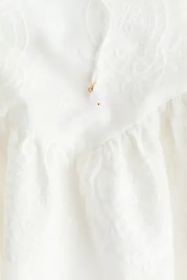 Robe brodée avec jupe évasée - Blanc — photo 4