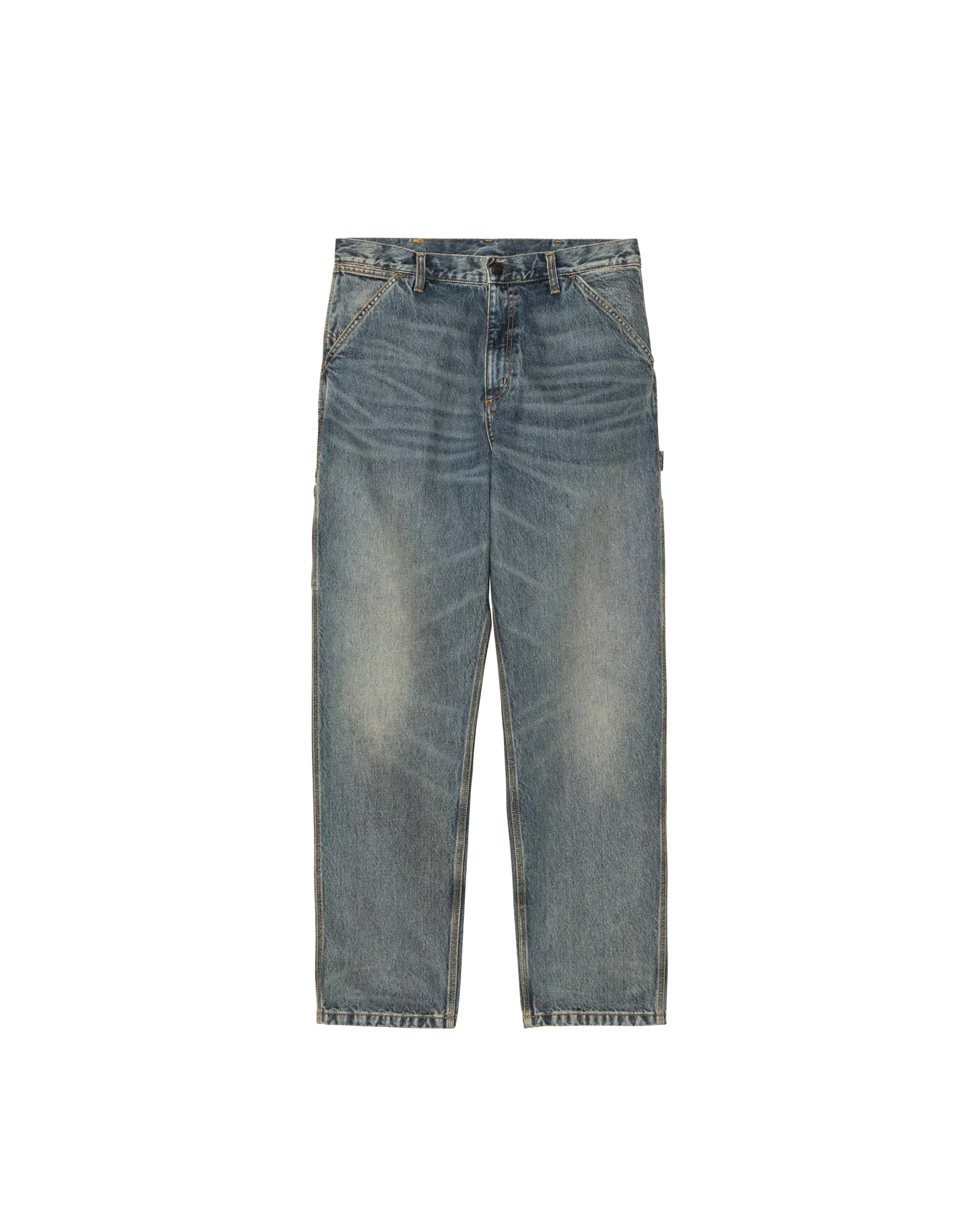 Single Knee Pant Blue Worn Used Wash