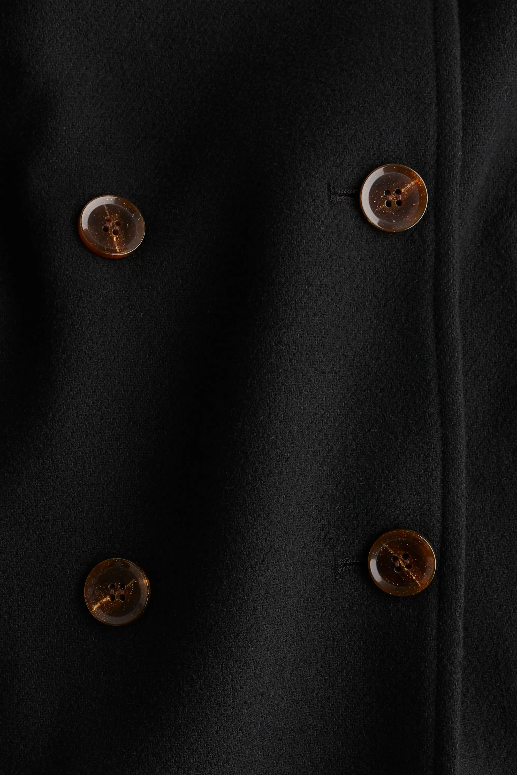 Manteau en twill à fermeture croisée - Noir