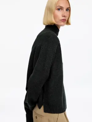 Pull en laine à col roulé - Gris foncé — photo 4