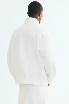 Sweat Loose Fit avec col zippé - Crème — photo 2