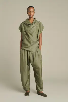 PANTALON VERNON VERT DE GRIS — photo 1