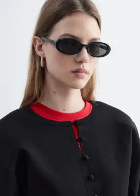 Cardigan ajusté avec fermeture boutonnée à boucles - Noir — photo 4