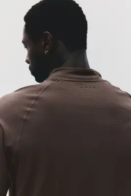 T-shirt de sport à col zippé Muscle Fit DryMove™ - Marron — photo 2