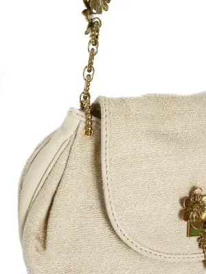 Sac du soir en coton beige à fleurs dorées Prix boutique 950€ — photo 5