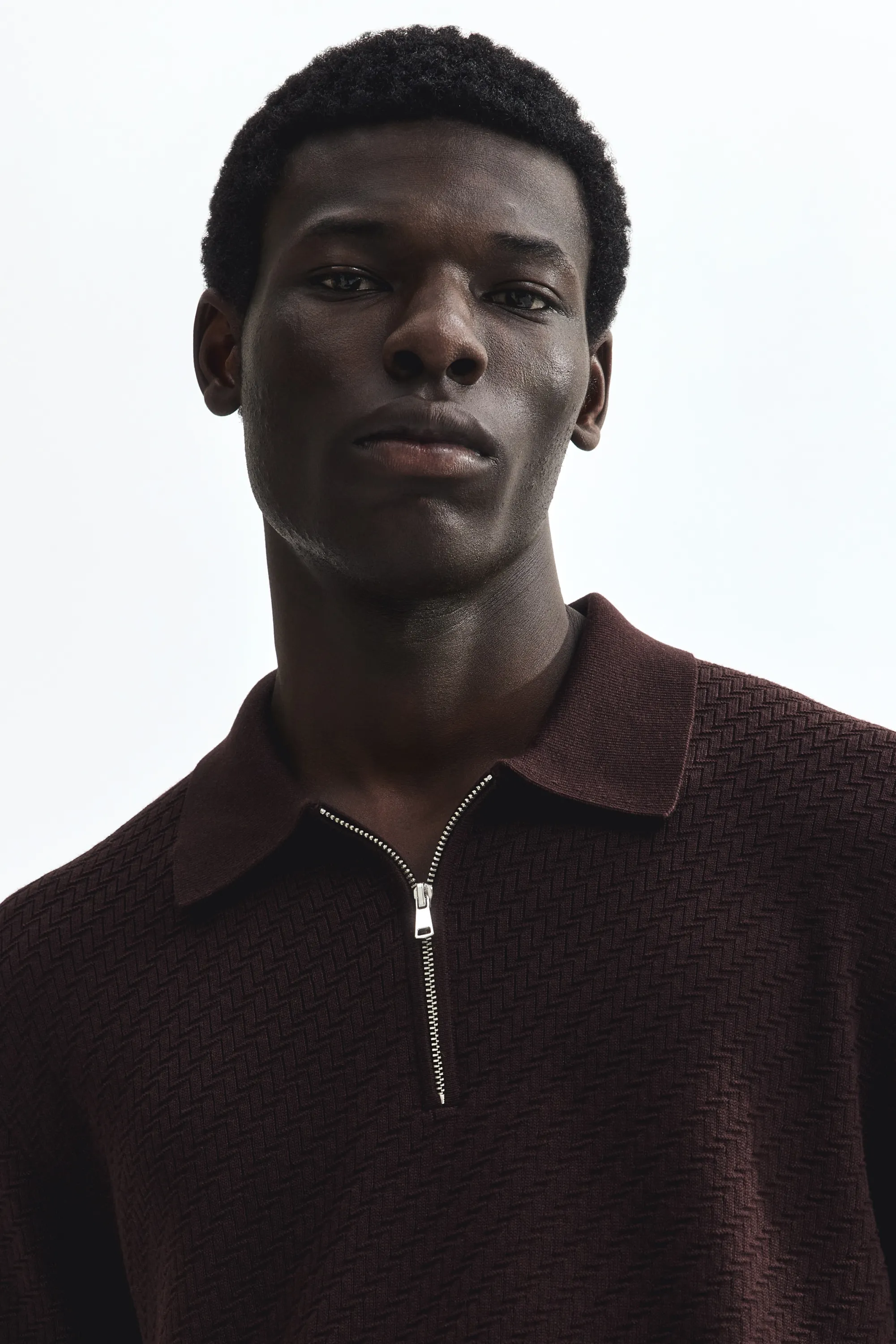 Polo texturé Slim Fit - Marron foncé
