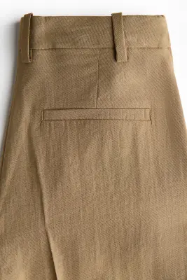 Jupe-culotte chic en lin mélangé - Beige foncé — photo 2