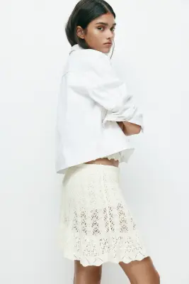Jupe en maille pointelle - Blanc — photo 2
