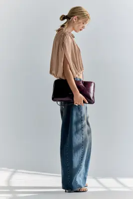 Blouse oversize avec base à effet boule - Beige — photo 4