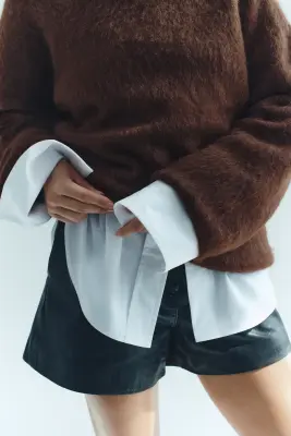 Pull oversize en mohair mélangé - Marron foncé — photo 3