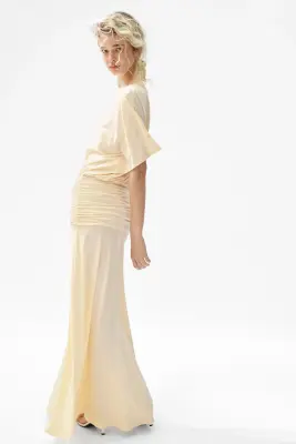 Robe maxi à effet drapé - Jaune clair — photo 3