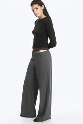 Pantalon de costume à enfiler taille basse - Gris foncé rayé — photo 2