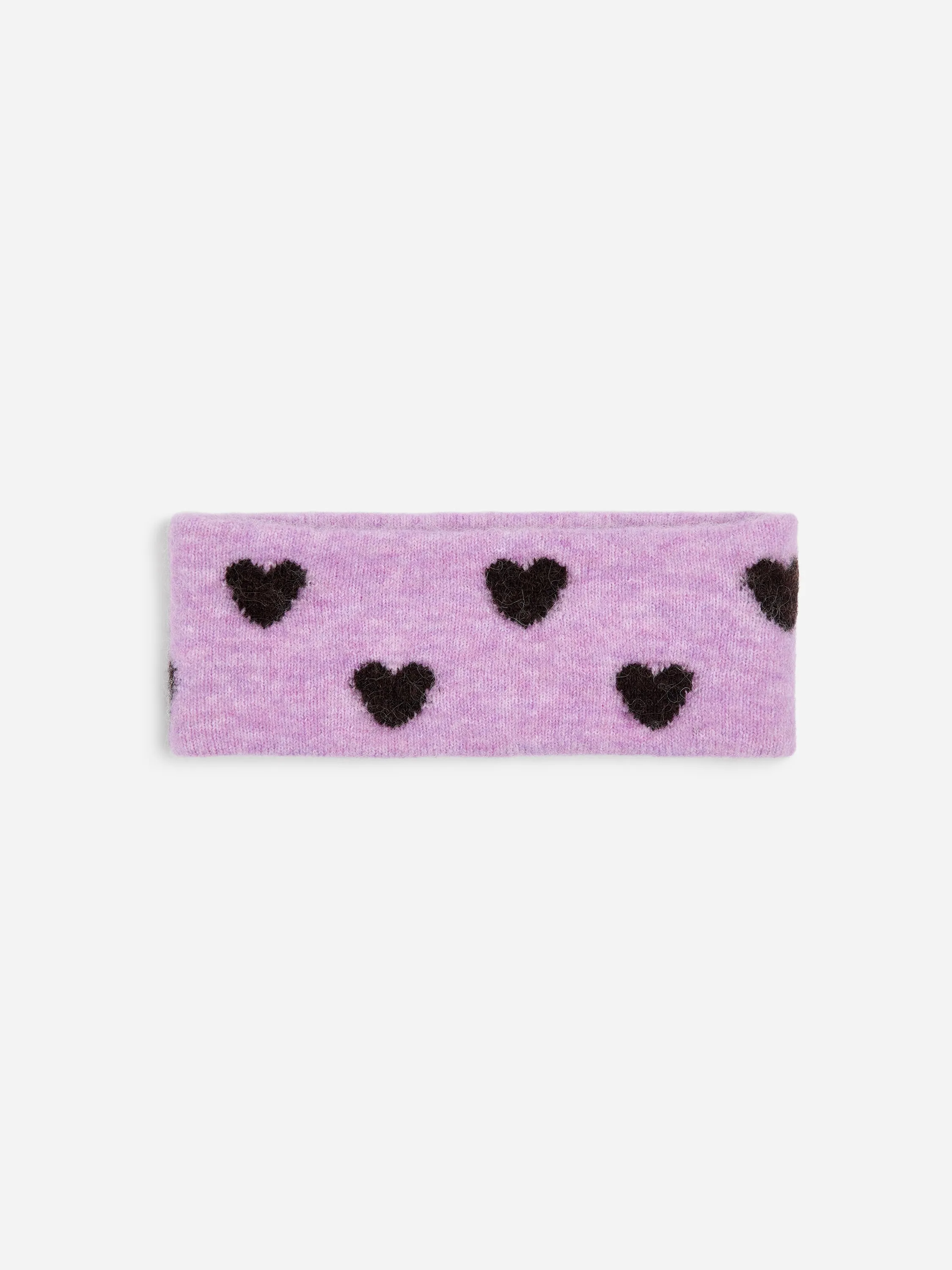 Bandeau en mélange de laine et d'alpaga - Mauve/Cœurs