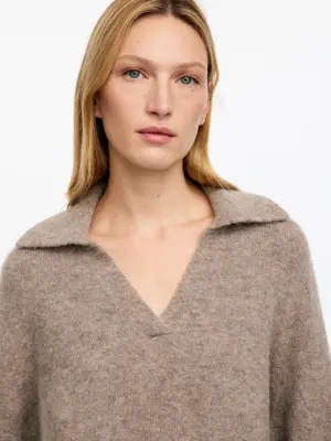 Pull en mélange de laine et d'alpaga - Beige — photo 3