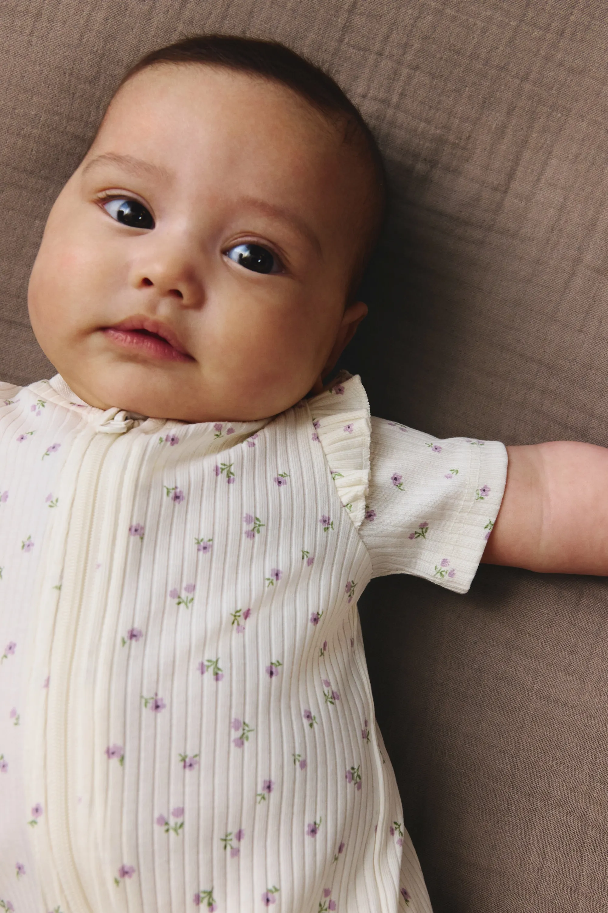 Lot de 2 pyjamas volantés en coton - Rose clair/fleuri
