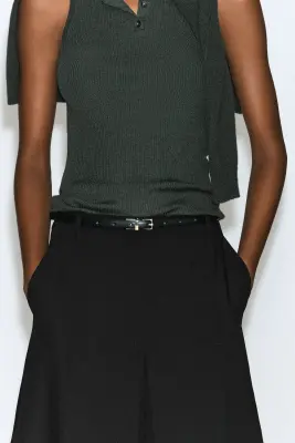 CEINTURE SLIM RÉVERSIBLE EN CUIR - NOIR / BLANC — photo 1