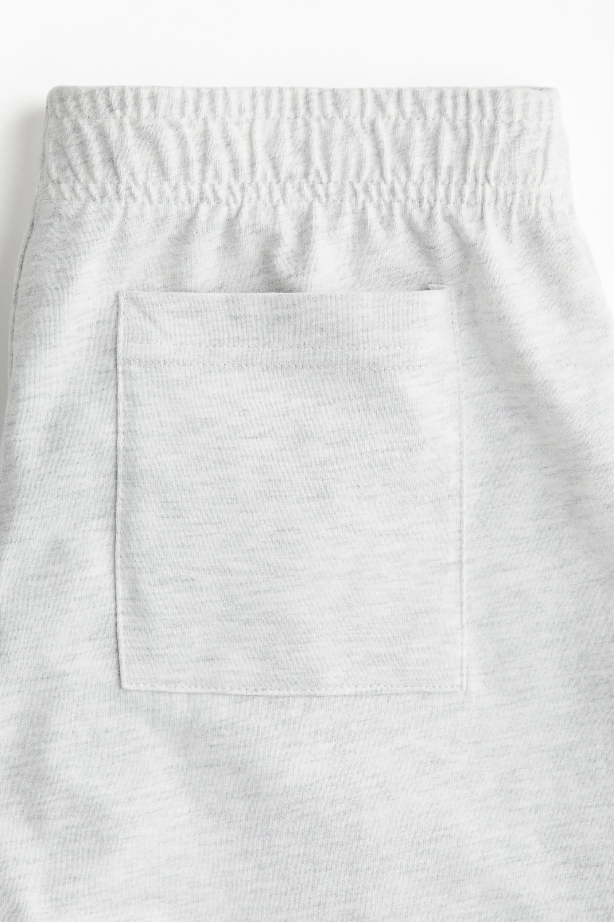 Short en coton avec taille élastique - Gris clair chiné