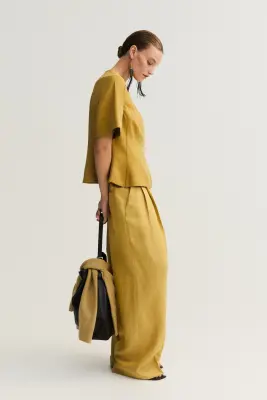 Blouse péplum - Jaune moutarde — photo 2