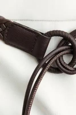 Jupe plissée avec ceinture - Blanc — photo 2