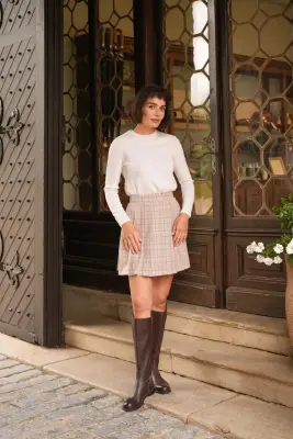 Iris Pleat Skirt - Purple plaid — photo 3