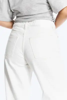Jean jambe large taille mi-haute Paz - Blanc cassé - Blanc — photo 3
