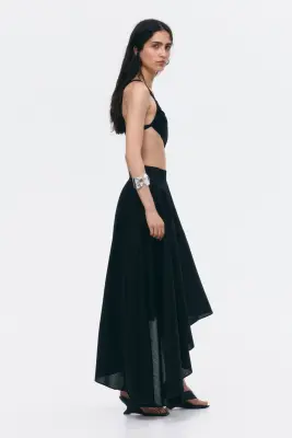Jupe asymétrique bi-matière - Noir — photo 2