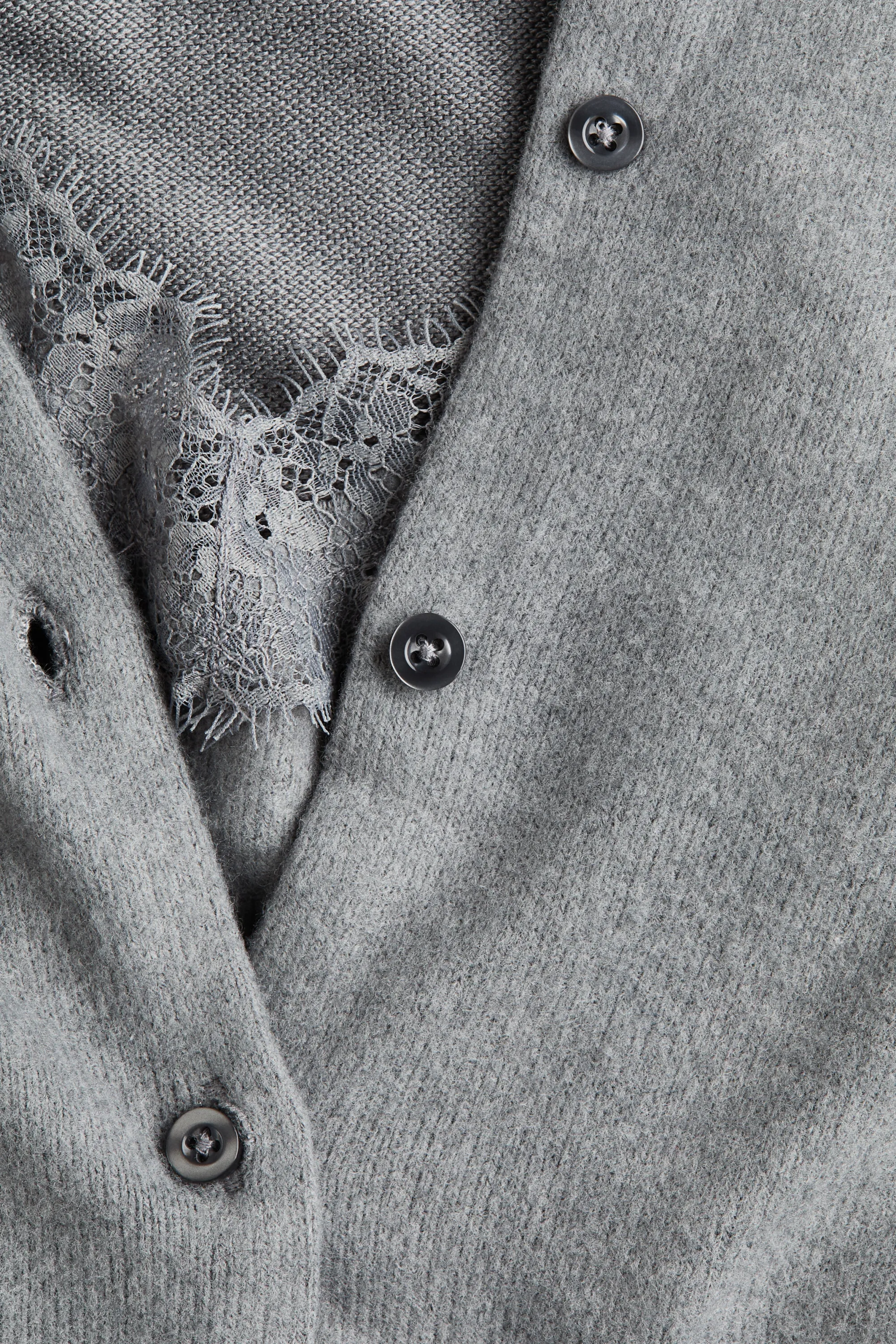 Gilet à effet superposé avec dentelle - Gris chiné