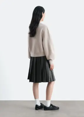 Cardigan en laine mérinos bouillie - Taupe — photo 5