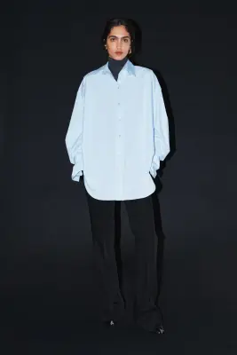 Chemise oversize en coton - Bleu clair — photo 1