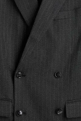 Veste Relaxed Fit à fermeture croisée - Gris foncé/rayures tennis — photo 1